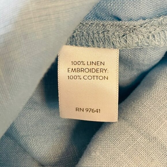 J. Jill Pure Jill Kantha-Stitched Linen Dress In Fresh Air Multi Petite Large - Picture 7 of 8